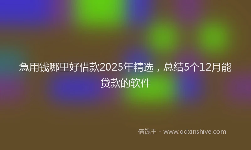 急用钱哪里好借款2025年精选，总结5个12月能贷款的软件
