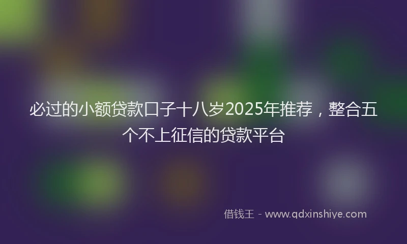 必过的小额贷款口子十八岁2025年推荐，整合五个不上征信的贷款平台