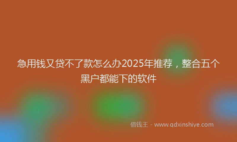 急用钱又贷不了款怎么办2025年推荐，整合五个黑户都能下的软件