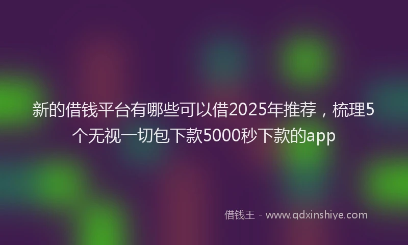 新的借钱平台有哪些可以借2025年推荐，梳理5个无视一切包下款5000秒下款的app
