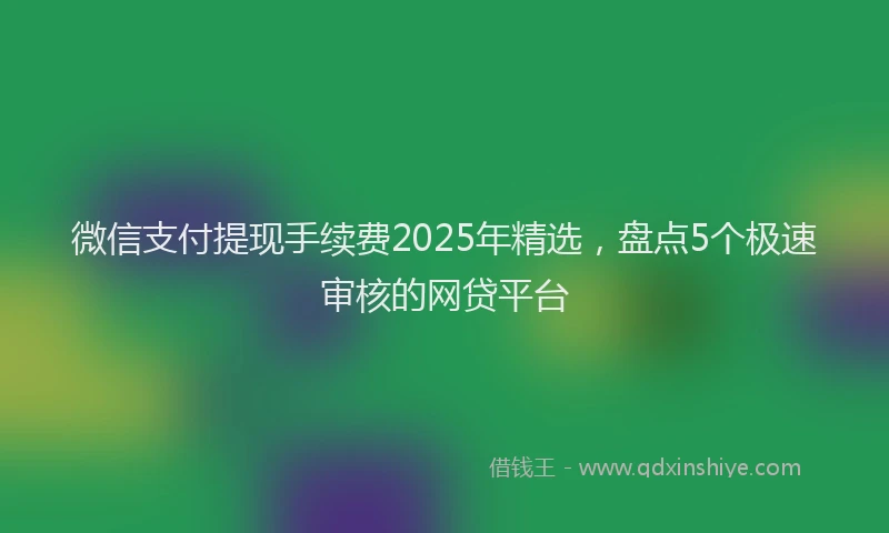 微信支付提现手续费2025年精选，盘点5个极速审核的网贷平台