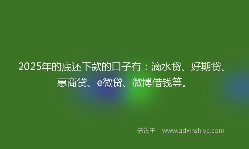 2025年的底还下款的口子有：滴水贷、好期贷、惠商贷、e微贷、微博借钱等。