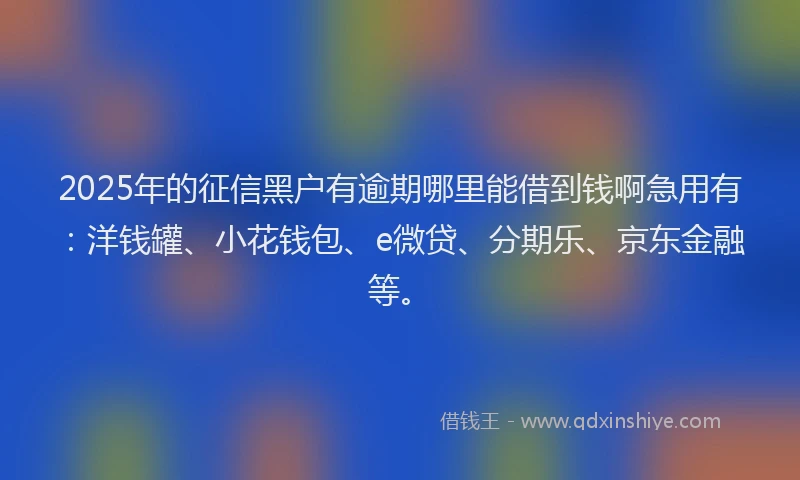 2025年的征信黑户有逾期哪里能借到钱啊急用有：洋钱罐、小花钱包、e微贷、分期乐、京东金融等。
