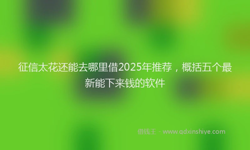 征信太花还能去哪里借2025年推荐，概括五个最新能下来钱的软件