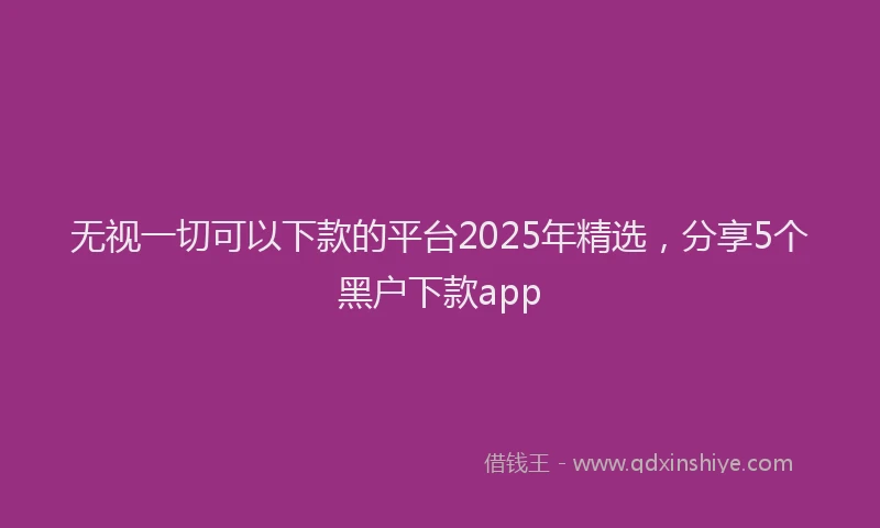 无视一切可以下款的平台2025年精选，分享5个黑户下款app
