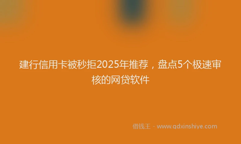 建行信用卡被秒拒2025年推荐，盘点5个极速审核的网贷软件