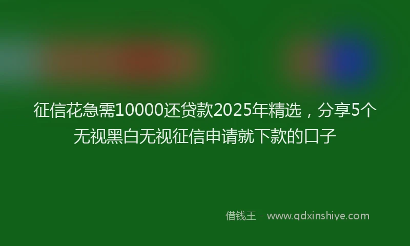 征信花急需10000还贷款2025年精选，分享5个无视黑白无视征信申请就下款的口子