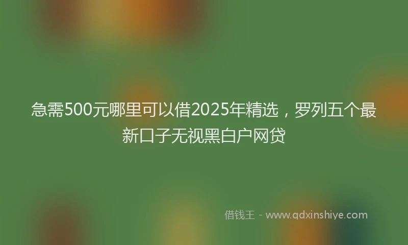 急需500元哪里可以借2025年精选，罗列五个最新口子无视黑白户网贷
