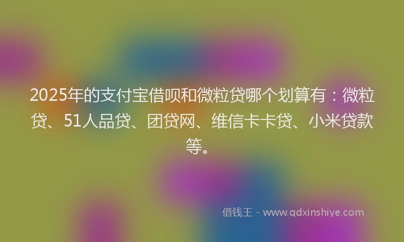 2025年的支付宝借呗和微粒贷哪个划算有：微粒贷、51人品贷、团贷网、维信卡卡贷、小米贷款等。