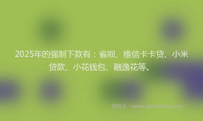 2025年的强制下款有：省呗、维信卡卡贷、小米贷款、小花钱包、融逸花等。