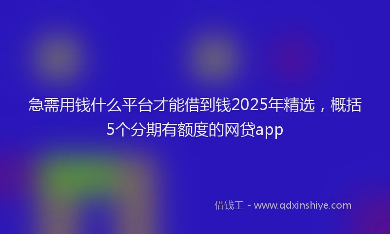 急需用钱什么平台才能借到钱2025年精选，概括5个分期有额度的网贷app