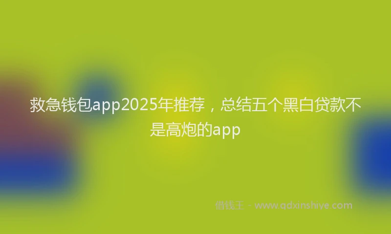 救急钱包app2025年推荐，总结五个黑白贷款不是高炮的app