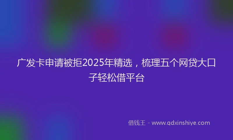 广发卡申请被拒2025年精选，梳理五个网贷大口子轻松借平台