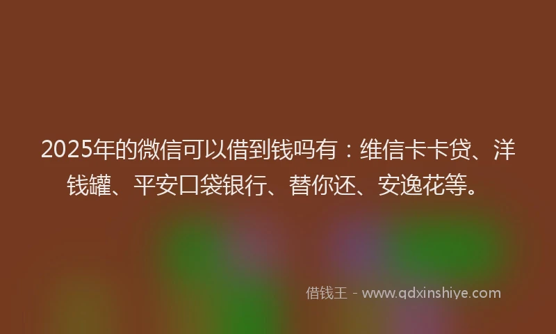 2025年的微信可以借到钱吗有：维信卡卡贷、洋钱罐、平安口袋银行、替你还、安逸花等。