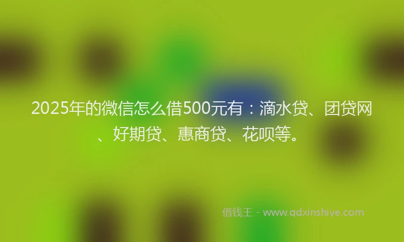 2025年的微信怎么借500元有：滴水贷、团贷网、好期贷、惠商贷、花呗等。