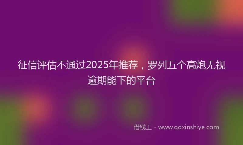 征信评估不通过2025年推荐，罗列五个高炮无视逾期能下的平台