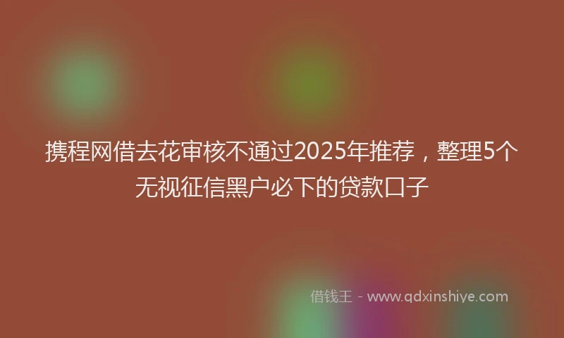 携程网借去花审核不通过2025年推荐，整理5个无视征信黑户必下的贷款口子