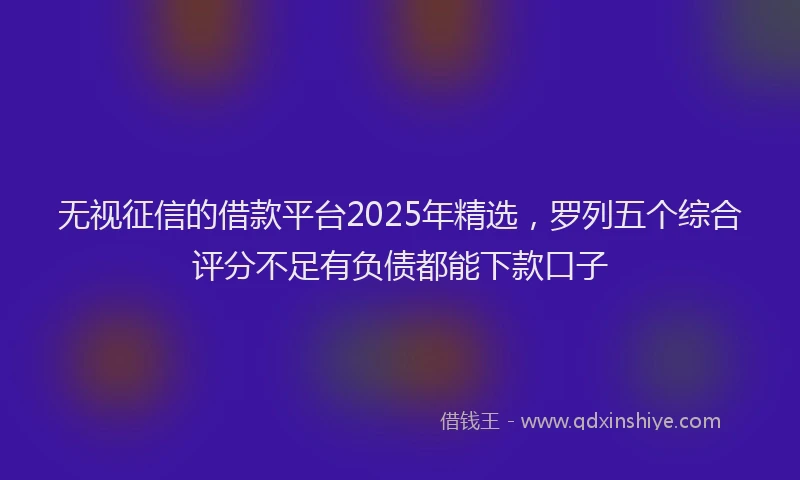 无视征信的借款平台2025年精选，罗列五个综合评分不足有负债都能下款口子