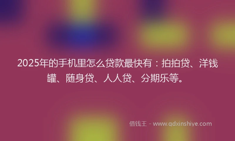 2025年的手机里怎么贷款最快有：拍拍贷、洋钱罐、随身贷、人人贷、分期乐等。