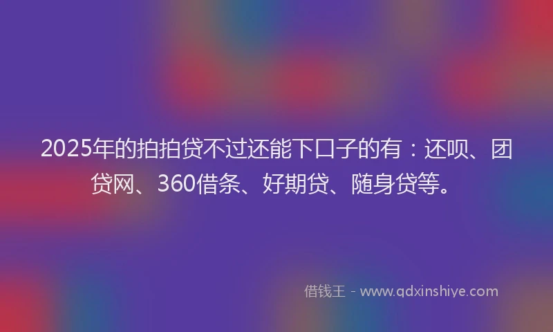2025年的拍拍贷不过还能下口子的有：还呗、团贷网、360借条、好期贷、随身贷等。
