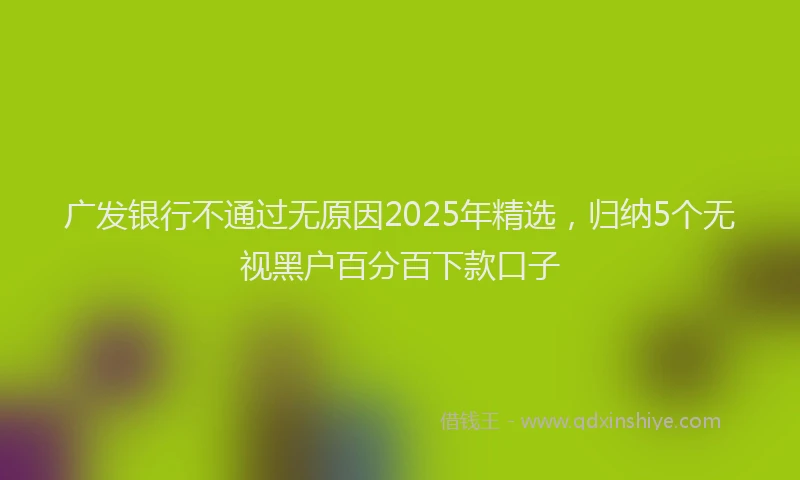 广发银行不通过无原因2025年精选，归纳5个无视黑户百分百下款口子