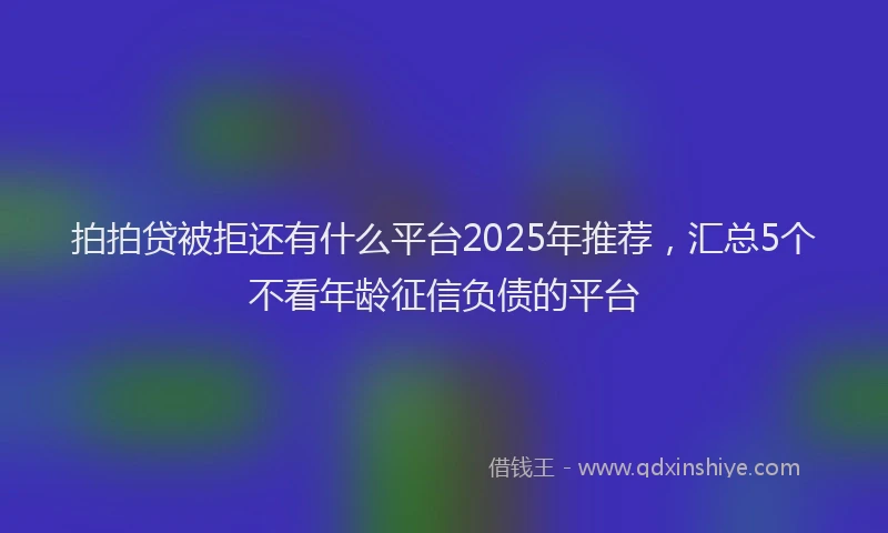 拍拍贷被拒还有什么平台2025年推荐，汇总5个不看年龄征信负债的平台