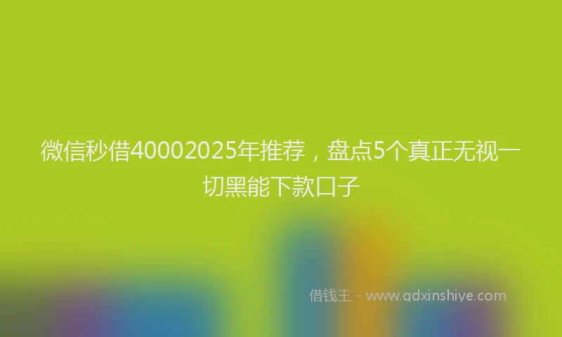 微信秒借40002025年推荐，盘点5个真正无视一切黑能下款口子