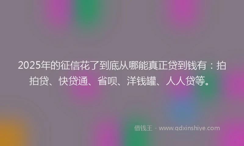 2025年的征信花了到底从哪能真正贷到钱有：拍拍贷、快贷通、省呗、洋钱罐、人人贷等。