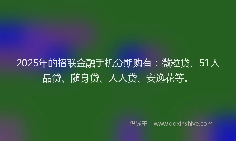 2025年的招联金融手机分期购有：微粒贷、51人品贷、随身贷、人人贷、安逸花等。