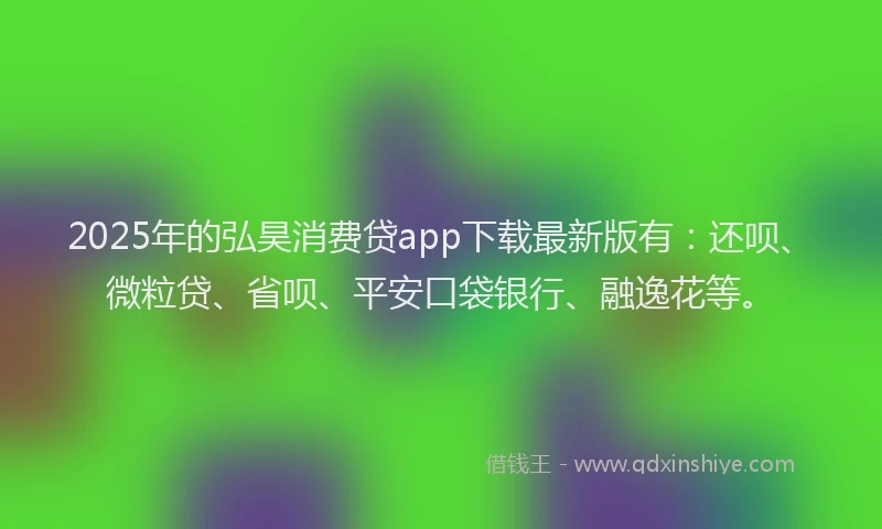 2025年的弘昊消费贷app下载最新版有：还呗、微粒贷、省呗、平安口袋银行、融逸花等。