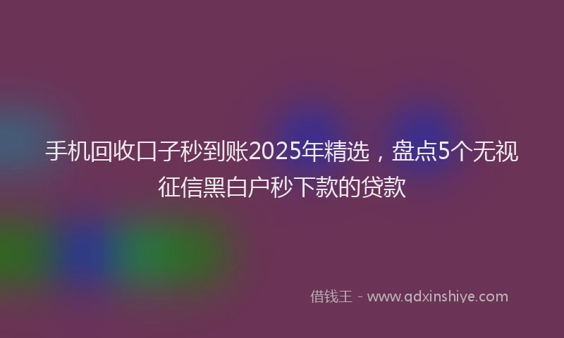 手机回收口子秒到账2025年精选，盘点5个无视征信黑白户秒下款的贷款