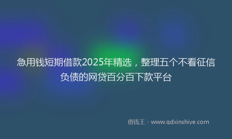 急用钱短期借款2025年精选，整理五个不看征信负债的网贷百分百下款平台
