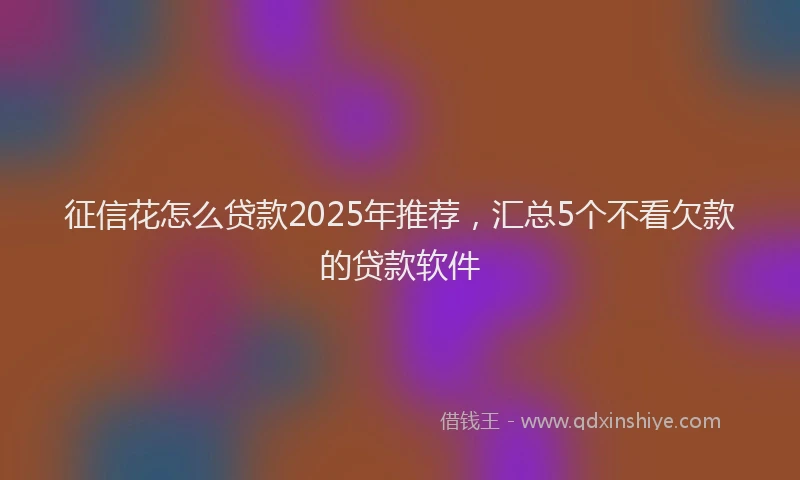 征信花怎么贷款2025年推荐，汇总5个不看欠款的贷款软件