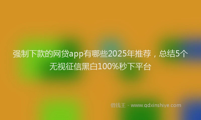 强制下款的网贷app有哪些2025年推荐，总结5个无视征信黑白100%秒下平台
