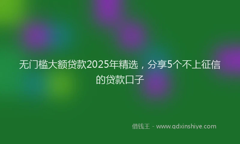 无门槛大额贷款2025年精选，分享5个不上征信的贷款口子