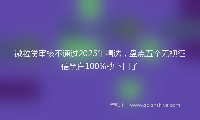 微粒贷审核不通过2025年精选，盘点五个无视征信黑白100%秒下口子