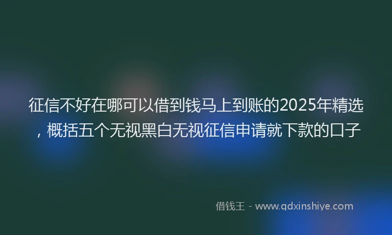 征信不好在哪可以借到钱马上到账的2025年精选，概括五个无视黑白无视征信申请就下款的口子