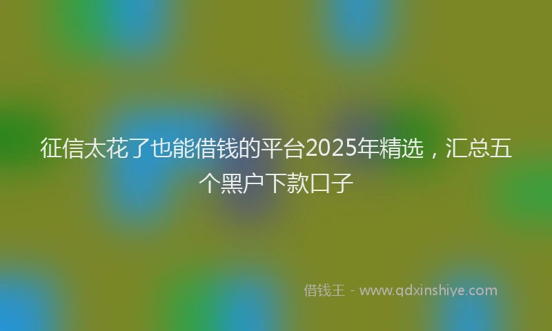 征信太花了也能借钱的平台2025年精选，汇总五个黑户下款口子