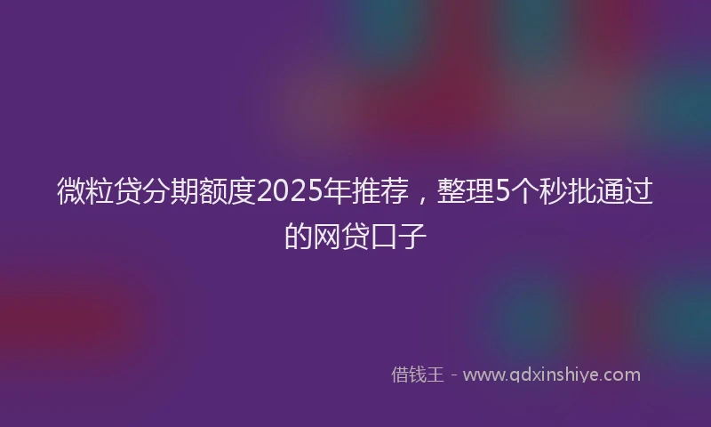 微粒贷分期额度2025年推荐，整理5个秒批通过的网贷口子