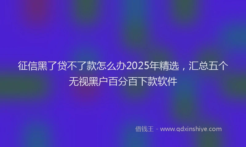 征信黑了贷不了款怎么办2025年精选，汇总五个无视黑户百分百下款软件
