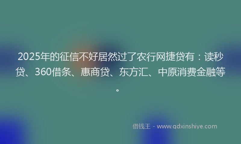 2025年的征信不好居然过了农行网捷贷有：读秒贷、360借条、惠商贷、东方汇、中原消费金融等。