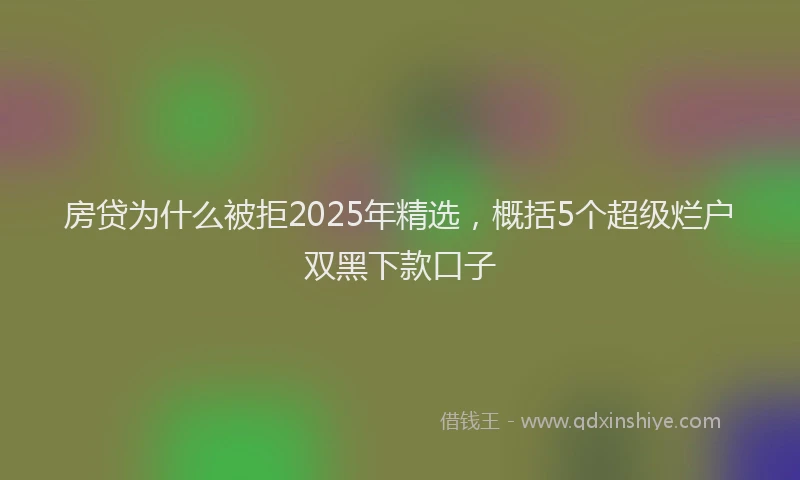 房贷为什么被拒2025年精选，概括5个超级烂户双黑下款口子