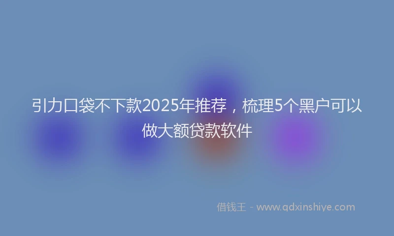 引力口袋不下款2025年推荐，梳理5个黑户可以做大额贷款软件