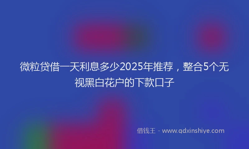 微粒贷借一天利息多少2025年推荐，整合5个无视黑白花户的下款口子