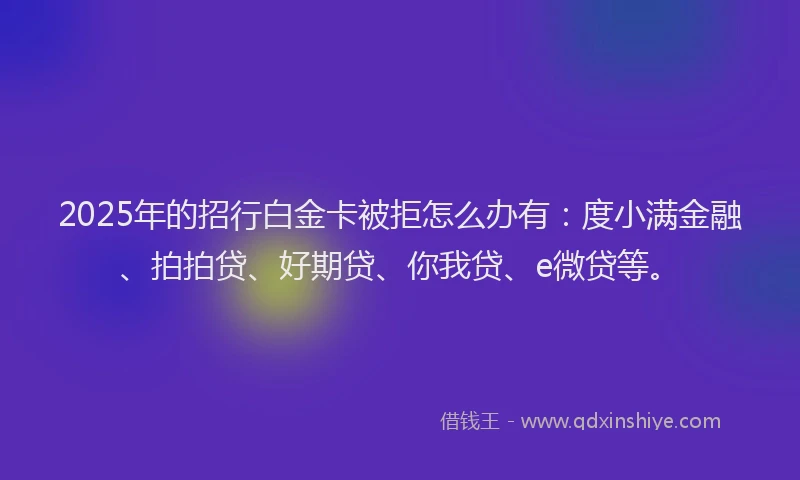 2025年的招行白金卡被拒怎么办有：度小满金融、拍拍贷、好期贷、你我贷、e微贷等。