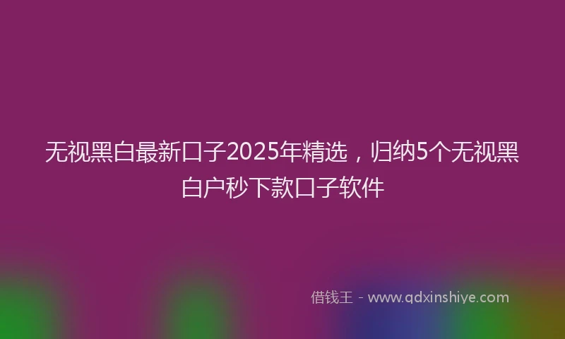无视黑白最新口子2025年精选，归纳5个无视黑白户秒下款口子软件