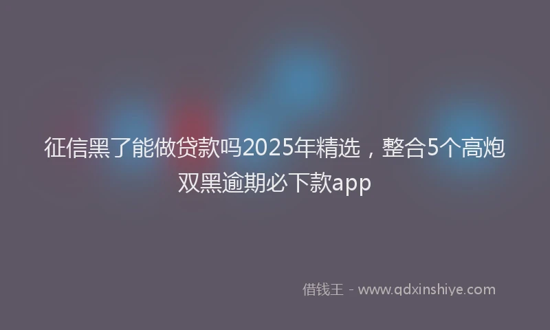 征信黑了能做贷款吗2025年精选，整合5个高炮双黑逾期必下款app
