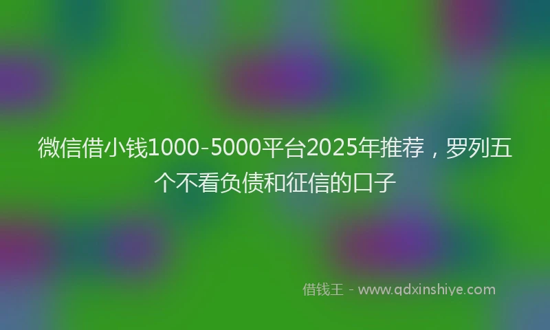 微信借小钱1000-5000平台2025年推荐，罗列五个不看负债和征信的口子