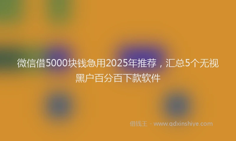 微信借5000块钱急用2025年推荐，汇总5个无视黑户百分百下款软件