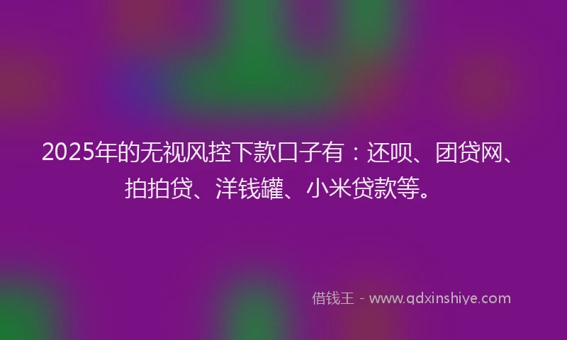 2025年的无视风控下款口子有：还呗、团贷网、拍拍贷、洋钱罐、小米贷款等。